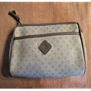 clutch bag, 2 inner & 1 outer pockets, zippered, diamond-pattern, brown-edged